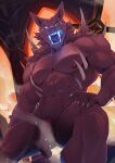  anthro blue_fangs_(castlevania) castlevania demon demon_humanoid fangs flaccid genitals glowing glowing_eyes glowing_teeth hi_res humanoid konami licking_mouth male monstrous_humanoid multi_eye mumu202 muscular muscular_male penis solo spikes teeth vein veiny_penis video_games 