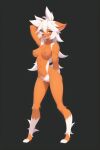  ai_generated anonymous_artist anthro felid feline female grey_background hair looking_at_viewer mammal orange_body orange_eyes simple_background solo standing white_hair 