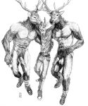 2022 abs absurd_res alcohol alcoholic_drink animal_genitalia animal_penis anthro antlers arm_over_shoulder balls belt beverage biceps bodily_fluids bottomwear carrying carrying_another cervid cervine clothed clothing cum cum_drip cum_in_mouth cum_inside cum_on_clothing dripping elk footwear genital_fluids genitals group half-erect helping hi_res horn male mammal momamo muscular muscular_anthro muscular_male nipples nude open_mouth pants pecs penis shirt shoes simple_background smile socks topwear traditional_media_(artwork) trio 