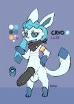  bakap balls bracelet color_scheme cryo_(bakap) eeveelution generation_4_pokemon genitals girly glaceon jewelry knot looking_at_viewer male model_sheet mummy_wrappings nintendo paws penis pokemon pokemon_(species) scarf solo video_games 