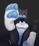  2022 animal_humanoid bellabot blue_pawpads breasts carrefour clothing domestic_cat feet felid felid_humanoid feline feline_humanoid felis female foot_fetish foot_focus footwear hair hi_res humanoid kerfus logo looking_at_viewer machine mammal mammal_humanoid pawpads phfobia pudu_robotics robot robot_humanoid screen screen_face socks soles solo white_body 