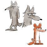 1:1 2019 absurd_res anthro black_nose brown_body brown_fur canid canine canis duo fangs fox fox_(the_big_bad_fox_and_other_tales) full-length_portrait fur grey_body grey_fur half-closed_eyes hi_res male mammal narrowed_eyes portrait semi-anthro simple_background sketch standing the_big_bad_fox_and_other_tales white_background wolf wolf_(the_big_bad_fox_and_other_tales) zarockthewolf 