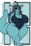  2021 3_toes absurd_res anthro ashly_(kingretrokirby) belly big_breasts big_butt biped blue_body blue_hair blush breasts butt chubby_anthro chubby_female cleavage clothed clothing collarbone curvy_figure digital_media_(artwork) eeveelution eyelashes feet female fin generation_1_pokemon hair hair_over_eye hand_on_breast head_fin hi_res huge_breasts huge_butt huge_hips kingretrokirby long_hair looking_down navel_outline nintendo nipple_outline one-piece_swimsuit one_eye_obstructed overweight overweight_anthro overweight_female pokemon pokemon_(species) signature solo standing swimwear thick_thighs toes vaporeon video_games voluptuous wide_hips 