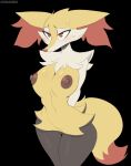  anthro areola blush braixen breasts brown_areola brown_nipples canid canine cooliehigh female fur generation_6_pokemon genitals hi_res inner_ear_fluff mammal nintendo nipples pokemon pokemon_(species) pussy solo tuft video_games yellow_body 