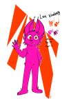  3:5 anthro equid equine fur gesture hi_res horse hybrid lea_vineburg male mammal orange_eyes pink_body pink_fur redcoconut smile smiling_at_viewer solo waving 