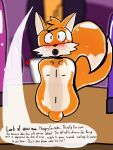  3:4 animate_inanimate anthro asocialdollnsfw blush canid canine duo english_text female fox hi_res inanimate_transformation male male/female mammal miles_prower sega sex_toy_transformation solo sonic_the_hedgehog_(series) text transformation 