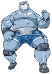  2022 anthro black_nose blue_body bulge clothed clothing hi_res humanoid_hands kemono male mammal moobs overweight overweight_male raozone solo ursid 