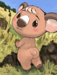  animal_crossing bronzecatworld female grass koala looking_at_viewer looking_back mammal marsupial melba_(animal_crossing) nintendo nude plant sky solo standing video_games vombatiform 