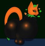  &lt;3 &lt;3_eyes anthro backsack balls big_balls big_butt black_body butt eriklechugaa felid feline feral genitals girly halloween hi_res holidays looking_at_viewer looking_back male mammal pumkat solo 