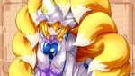  &lt;3 9_tails absurd_res animal_humanoid big_breasts biped blonde_hair blue_tabard blush breasts brown_pupils canid canid_humanoid canine canine_humanoid clothed clothing colored cute_fangs digital_media_(artwork) dipstick_tail dress eyelashes female fluffy fluffy_tail footwear fox_humanoid front_view full-length_portrait fully_clothed fur glistening glistening_eyes hair hat headgear headwear heart_reaction hi_res humanoid kazami_karasu kneeling looking_at_viewer mammal mammal_humanoid markings monotone_hair multi_tail multicolored_body multicolored_fur multicolored_tail open_mouth open_smile pattern_background portrait pupils ran_yakumo shaded short_hair simple_background smile socks solo tabard tail_markings three-quarter_view touhou two_tone_body two_tone_fur two_tone_tail video_games white_body white_clothing white_dress white_footwear white_fur white_hat white_headwear white_socks white_tail white_tail_tip yellow_body yellow_eyes yellow_fur yellow_tail 