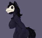  &lt;3 2022 4_arms anthro big_breasts black_body black_hair black_sclera bone breasts canid canine digital_drawing_(artwork) digital_media_(artwork) fangs female hair heart_nose inner_ear_fluff looking_at_viewer mammal multi_arm multi_limb nipples pupils scp-1471 scp-1471-a scp_foundation sharp_teeth side_view simple_background skull skull_head solo teeth thick_thighs tuft white_pupils zhenai 