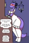  2018 anthro bikini black_clothing blue_hair breasts cleavage clothed clothing dogfluid dragon english_text eyewear female florentine glasses hair horn purple_body purple_scales purple_tail scales scalie solo swimwear text white_clothing 