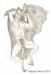  anthro bat_ears bat_nose bat_wings chiropteran eyegis-garr genitals hi_res humanoid_genitalia male mammal membrane_(anatomy) membranous_wings penis presenting simple_background solo traditional_media_(artwork) wings 