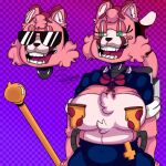  animal_humanoid animatronic anthro belly big_breasts bow_tie breasts cat_humanoid cat_tail clothed clothing covered_nipples cross crucifix digital_media_(artwork) eyelashes eyewear fangs felid felid_humanoid feline feline_humanoid female feral five_nights_at_freddy&#039;s food fur green_eyes hair half_clothed half_naked hi_res humanoid kitty_fazcat latex_clothing machine mammal mammal_humanoid metal open_mouth pink_body pink_hair pipes pizza pizza_box robot scottgames simple_background smile snout solo stick sunglasses suwo_director_(artist) suwodirector the_return_to_freddy&#039;s video_games wand white_body white_fur 