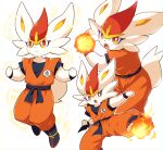  2022 absurd_res ambiguous_gender anthro blush cinderace clothed clothing cosplay crossover crossover_cosplay dragon_ball fur generation_8_pokemon goku hi_res looking_at_viewer nintendo pokemon pokemon_(species) solo subaru331 video_games white_body white_fur 
