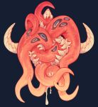  absurd_res ambiguous_fluids ambiguous_gender black_sclera blue_background blue_pupils corzh77 glistening glistening_eyes hi_res horizontal_pupils multi_eye orange_eyes orange_tentacles pupils red_tentacles sharp_teeth simple_background solo teeth tentacle_monster tentacles unsigned 