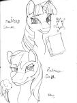  2017 book cutie_mark duo equid equine female feral friendship_is_magic half-closed_eyes hasbro headshot_portrait hi_res horn horse jimfoxx looking_at_viewer mammal mane monochrome mouth_closed my_little_pony narrowed_eyes pony portrait rainbow_dash_(mlp) signature sketch sketch_page smile smiling_at_viewer smirk text twilight_sparkle_(mlp) unicorn unicorn_horn wide_eyed 