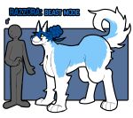  absurd_res anon blue_body blue_fur blue_hair canid canine canis duo female feral fur hair hi_res human hypnofood male mammal model_sheet paws razzora_(hyperfood) simple_background white_body white_fur wolf 