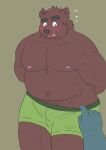  2022 anthro belly blush clothing hi_res humanoid_hands kemono male mammal moobs navel nipples o_hashi2020 overweight overweight_male solo underwear ursid 