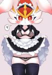  anthro areola barely_visible_genitalia barely_visible_nipples barely_visible_pussy blush breasts cinderace clothing ear_blush female fur generation_8_pokemon genitals hi_res lagomorph leporid maid_uniform mammal nervous nintendo nipples panties pink_areola pink_nipples pokemon pokemon_(species) presenting prrrrrrmine pussy solo translucent translucent_clothing underwear uniform video_games white_body white_fur 