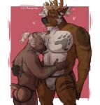  &lt;3 anthro blush butt canid canine clothed clothing duo embrace eyes_closed facial_hair goatee hair hi_res intimate jockstrap jockstrap_only male male/male mammal mrkeypoo muscular nipples ponytail sideburns simple_background standing tail_tuft tattoo topless topless_male tuft underwear ursid 