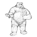  1:1 2022 anthro belly big_belly clothing food hi_res humanoid_hands lentejota6 male mammal monochrome moobs nipples overweight overweight_male sketch solo underwear ursid 