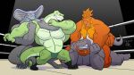  abs anthro biceps black_body claws cobra disney dragaux dragon ducktales ducktales_(2017) elapid_(snake) fighting_ring gepredators grabbing green_body green_eyes group hi_res horn jormungandr_(ducktales) king_cobra king_sethrophe lord_dragaunus male mammal mighty_ducks nintendo orange_body pecs reptile ring_fit_adventure scalie snake struggling teeth trunk video_games wrestling wrestling_singlet 