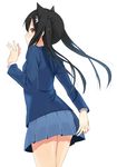  animal_ears bad_id bad_pixiv_id black_hair blush brown_eyes highres k-on! kurasawa_moko long_hair looking_back nakano_azusa school_uniform skirt solo twintails 