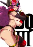  areola_slip areolae arisawa_masaharu armor ass bikini bikini_armor blue_eyes blush boots breasts butt_crack covered_nipples curvy dragon_quest dragon_quest_iii helmet huge_breasts large_areolae long_hair purple_hair red_armor ribs shoulder_pads sideboob soldier_(dq3) solo sweat swimsuit sword thigh_boots thigh_strap thighhighs thong_bikini weapon 