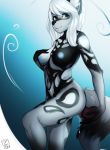  2018 african_wild_dog anthro black_nose blue_eyes breasts canine digital_media_(artwork) dildo enya enya_(littlemutt) eyelashes female hair mammal nipples o.z.y penetration sex_toy smile standing white_hair 