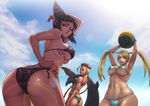  :d arm_up armpits arms_up ass back ball bare_shoulders beachball beret bikini black_hair blanka blonde_hair blue_eyes braid breasts cameltoe cammy_white cloud covered_nipples curvy day drill_hair fangs fingernails han_juri hand_on_hip hat highres hips large_breasts lens_flare long_fingernails long_hair looking_at_viewer looking_back multiple_girls nail_polish no_mask o-ring o-ring_top open_mouth purple_eyes purple_nails rainbow_mika sethxzoe shiny shiny_skin side-tie_bikini silk skindentation sky smile spider_web spider_web_print street_fighter street_fighter_iv_(series) street_fighter_zero_(series) string_bikini swimsuit tan toned twin_braids twin_drills twintails underboob wide_hips 