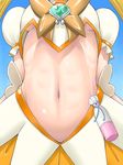  abs bow breasts cure_sunshine head_out_of_frame heartcatch_precure! magical_girl medium_breasts midriff myoudouin_itsuki navel orange_bow precure solo stomach toned underboob yaso_shigeru 