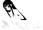  amatsuka_urara baby_princess bare_shoulders black_hair covering covering_breasts dutch_angle flat_chest greyscale hands kusaka_souji lingerie long_hair monochrome negligee off_shoulder solo underwear 