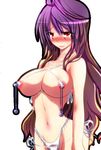  bdsm blush breasts choker covered_nipples gradient_hair hijiri_byakuren large_breasts lingerie multicolored_hair nipple_clamps panties pubic_hair red_eyes side-tie_panties solo tony_man+ touhou underwear 