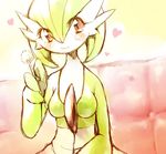  bad_pixiv_id blush gardevoir gen_3_pokemon green_hair heart mimikaki nme no_humans pokemon pokemon_(creature) red_eyes sketch smile solo 