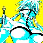  arrancar bleach breasts espada high_collar jpeg_artifacts large_breasts long_hair lowres oekaki ofumi_(daisy) solo tier_harribel twintails underboob 