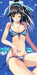  bad_id bad_pixiv_id bikini black_hair brown_eyes highres long_hair love_plus one_eye_closed ponytail shiawase_usagi solo swimsuit takane_manaka untied 