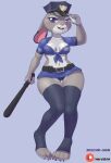  2022 anthro belt blue_bottomwear blue_clothing blue_topwear bottomwear breasts cleavage clothed clothing digitigrade disney hi_res judy_hopps lagomorph leporid mammal mr-shin open_mouth police_officer rabbit skirt topwear zootopia 