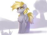  blonde_hair blonde_mane chest_tuft derpy_hooves_(mlp) digital_media_(artwork) equid equine eyebrow_through_hair eyebrows feathered_wings feathers female feral folded_wings friendship_is_magic fur grey_body grey_feathers grey_fur hair hasbro head_tuft hi_res jfrxd looking_up mammal mane my_little_pony pegasus solo standing translucent translucent_hair tuft wings yellow_eyes yellow_tail 