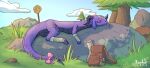  dragonscape drek furufoo hi_res horn invalid_tag nature resting scalie the_long_hike tired 