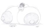  2022 adamios anthro big_breasts big_butt breast_expansion breasts butt claws expansion female generation_1_pokemon hi_res huge_breasts huge_butt hyper hyper_breasts hyper_nipples monochrome nintendo nipples pokemon pokemon_(species) sandpancake sandslash sketch solo video_games vieo_games 
