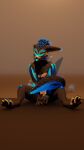  anthro beans_(disambiguation) black_body black_fur blep blue_body blue_fur fluffy fluffy_tail fur happy hi_res kaminofox looking_away male rexouium sitting smile solo tan_body tan_fur tongue tongue_out 