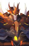  colored_sclera decepticon frown glowing glowing_eyes highres hinomoto_gen looking_to_the_side mecha orange_sclera portrait predaking robot science_fiction solo transformers transformers_prime white_background yellow_eyes 