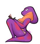  2020 anthro breasts clothed clothing cobra female hi_res keeshee lamarian ncs purple_body purple_tail reptile scalie simple_background snake snake_hood solo spots white_background 