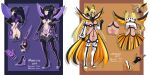  2girls absurdres black_eyes black_hair blonde_hair blue_eyes boots breasts capelet cosplay crossover facial_mark fingernails genderswap genderswap_(mtf) gloves high_collar high_heels highres kamui_(kill_la_kill) kill_la_kill kiryuuin_satsuki kiryuuin_satsuki_(cosplay) large_breasts life_fiber living_clothes long_fingernails long_hair looking_at_viewer matoi_ryuuko matoi_ryuuko_(cosplay) medium_breasts microskirt midriff mizuki-cho multicolored_hair multiple_girls naruko_(naruto) naruto naruto_(series) navel pleated_skirt ponytail revealing_clothes school_uniform senketsu serafuku sexy_no_jutsu skirt smile spiked_hair stomach streaked_hair suspenders thigh_boots thighhighs thighs twintails uchiha_sasuke underboob uzumaki_naruto very_long_fingernails whisker_markings 