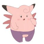  absurd_res clefable clothed clothing female generation_1_pokemon genitals hi_res looking_at_viewer nintendo open_mouth pokemon pokemon_(species) pussy r0cketjumper simple_background solo video_games white_background 