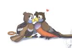  &lt;3 2019 avian back_tuft beak bird bird_feet blue_body blue_feathers brown_body brown_eyes brown_feathers cheek_tuft chest_tuft chin_tuft eyelashes facial_tuft feathers feral flat_colors head_tuft holding_object holding_plushie jay_(sammfeatblueheart) male orange_body orange_feathers plushie pull_cord purple_body purple_eyes purple_feathers ria_(sammfeatblueheart) sammfeatblueheart signature simple_background solo stitch_(sewing) striped_feathers tag tail_feathers tail_tuft toy trogon trogonid tuft white_background white_body white_feathers wings yellow_beak 
