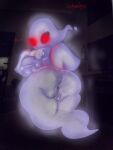  absurd_res breasts clothed clothing female genitals ghost gko hi_res humanoid looking_at_viewer nipples nude pussy solo spirit 