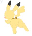  absurd_res anthro butt female generation_1_pokemon genitals hi_res nintendo pikachu pokemon pokemon_(species) pussy r0cketjumper raised_tail rear_view simple_background solo video_games white_background yellow_body 