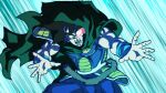  1boy armor bardock black_hair black_robe blue_background blue_pants blue_wristband cody_the_dumbass commentary derivative_work dragon_ball dragon_ball_super english_commentary highres male_focus manga_panel_redraw monkey_tail muscular muscular_male official_style open_mouth pants red-tinted_eyewear robe saiyan_armor scar scar_on_cheek scar_on_face shintani_naohiro_(style) shoulder_pads solo speed_lines spiked_hair tail tail_wrap tinted_eyewear v-shaped_eyebrows wristband 